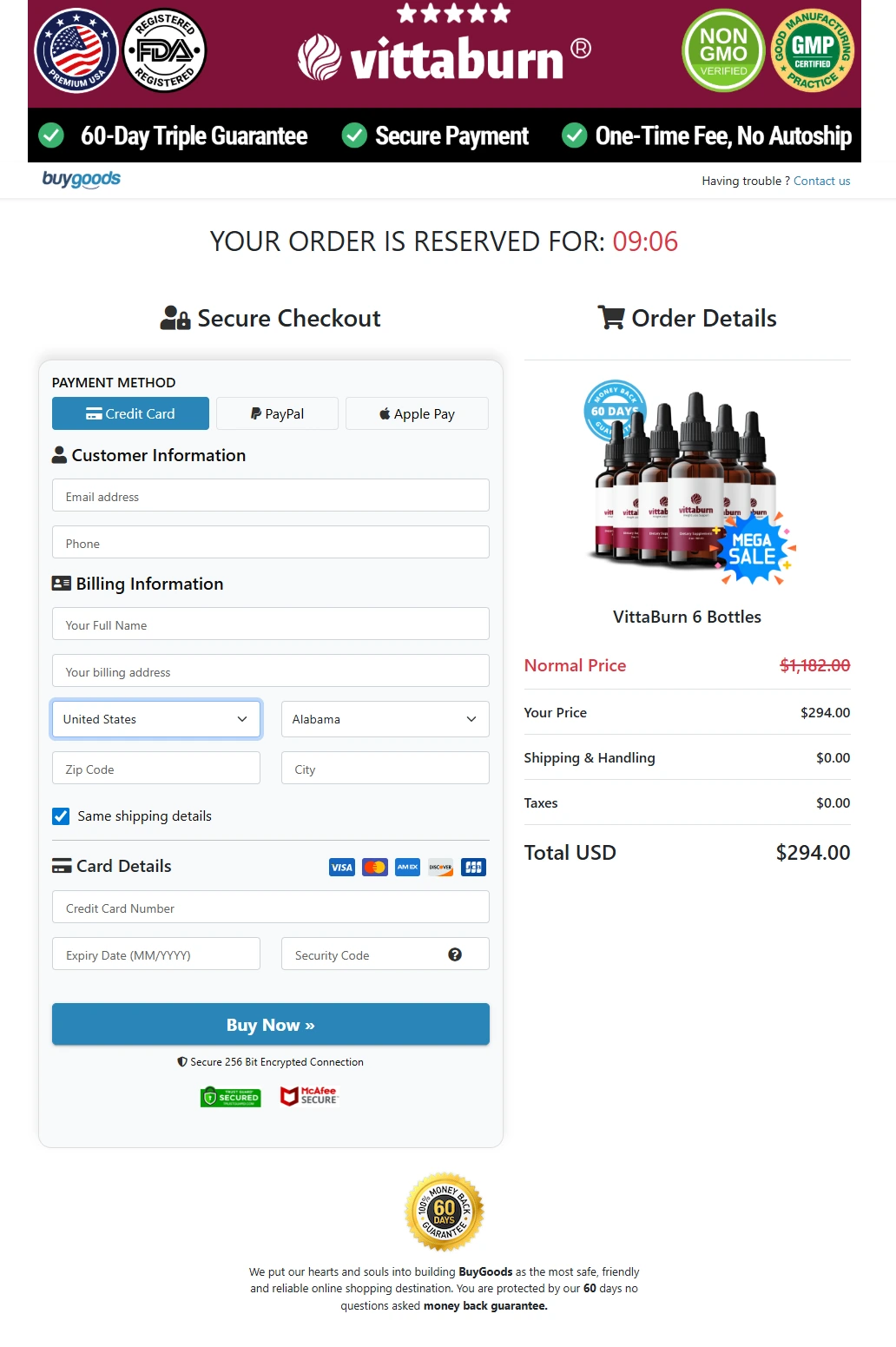 secure checkout page